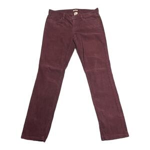 J Crew Womens Pants Size 27 Maroon Red Matchstick Corduroy Straight Leg Pants